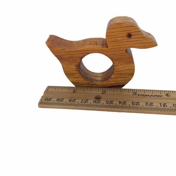 Vintage Primative Country Cottage Wooden Hand-carved Duck Napkin Rings Holders - Picture 9 of 9